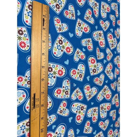 Spring Floral II by MLiss Blue Fabric 1/2 yardx42" with Heart & Flower Pattern - Picture 2 of 6